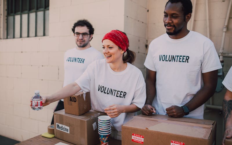 Non-profit community volunteers working together