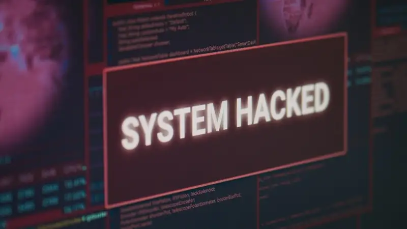 Warning signs of a hacked website displayed on computer screen